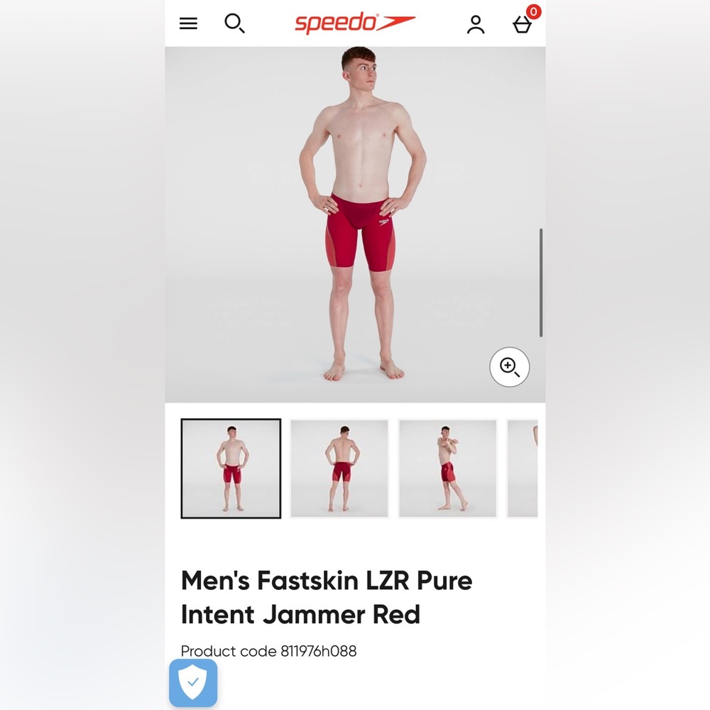 Men's Fastskin LZR Pure Intent Jammer Tech Suit Swimsuit Red | Final Price